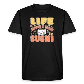 Amateur de cuisine japonaise, la vie est aussi simple que les sushis - T-shirt Premium bio Homme - noir - Devant - Nico (187cm)