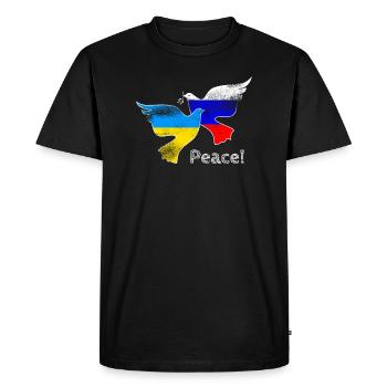 Peace - Ukraine Russland Frieden Friedenstauben - Männer Premium Bio T-Shirt - Schwarz - Vorne - Nico (187cm)