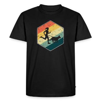 Canicross Runner Cross-Country Running with Dog Women - Men's Premium Organic T-Shirt - black - Front - Nico (187cm)