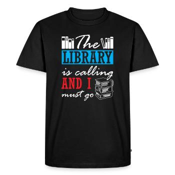 The Library is Calling and I Must Go - Men's Premium Organic T-Shirt - black - Front - Nico (187cm)