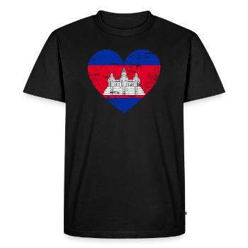 Cœur de drapeau du Cambodge - T-shirt Premium bio Homme - noir - Devant - Nico (187cm)
