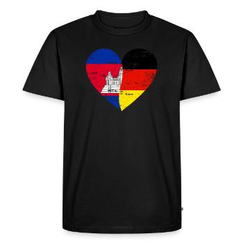 Cambodge Allemagne Flag Coeur - T-shirt Premium bio Homme - noir - Devant - Nico (187cm)