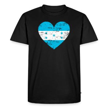 Honduras flag heart - Men's Premium Organic T-Shirt - black - Front - Nico (187cm)