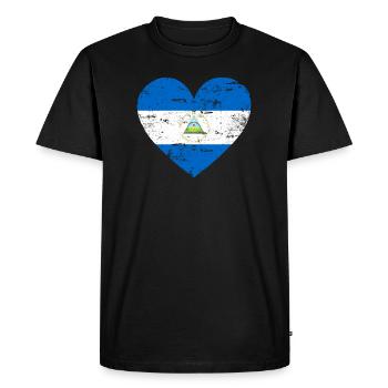 Nicaragua Flag Heart - Men's Premium Organic T-Shirt - black - Front - Nico (187cm)