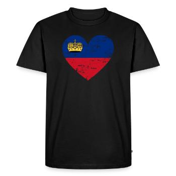 Cœur du drapeau du Liechtenstein - T-shirt Premium bio Homme - noir - Devant - Nico (187cm)
