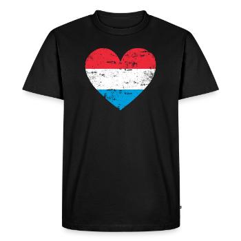 Cœur de drapeau luxembourgeois - T-shirt Premium bio Homme - noir - Devant - Nico (187cm)
