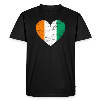 Côte d'Ivoire flag heart - Men's Premium Organic T-Shirt - black - Front - Nico (187cm)