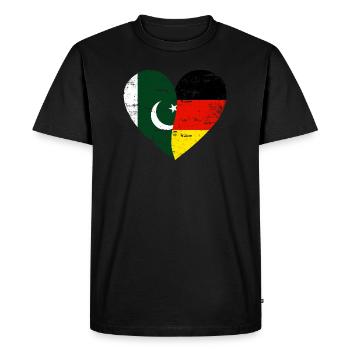 Pakistan Allemagne Flag Heart - T-shirt Premium bio Homme - noir - Devant - Nico (187cm)