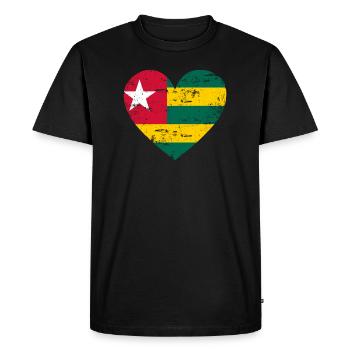 Togo Flag Heart - Men's Premium Organic T-Shirt - black - Front - Nico (187cm)