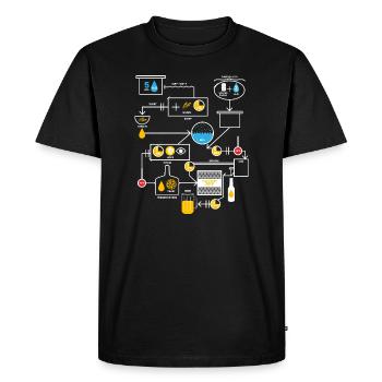 Représentation schématique de la production de bière - T-shirt Premium bio Homme - noir - Devant - Nico (187cm)