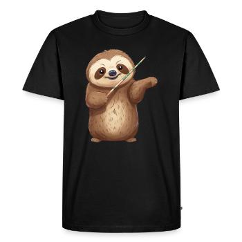 Sloth Conductor: Harmony in Slow Motion - Men's Premium Organic T-Shirt - black - Front - Nico (187cm)