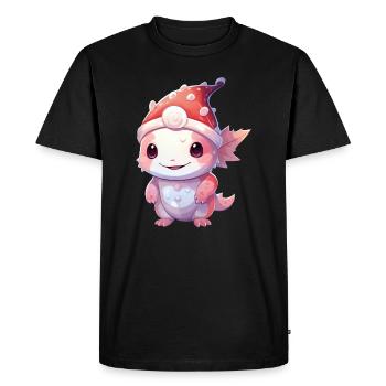 Christmas Miracle Axolotl: Laughter Under the Cap - Men's Premium Organic T-Shirt - black - Front - Nico (187cm)