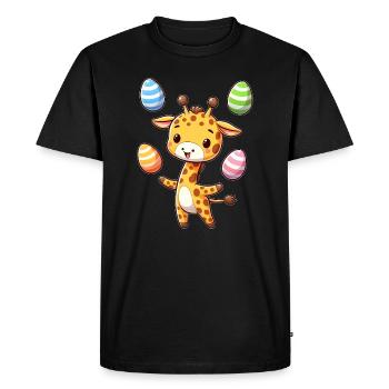 Easter Giraffe Juggling Eggs, Artistic Motif - Men's Premium Organic T-Shirt - black - Front - Nico (187cm)