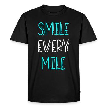 Souriez à chaque kilomètre - T-shirt Premium bio Homme - noir - Devant - Nico (187cm)