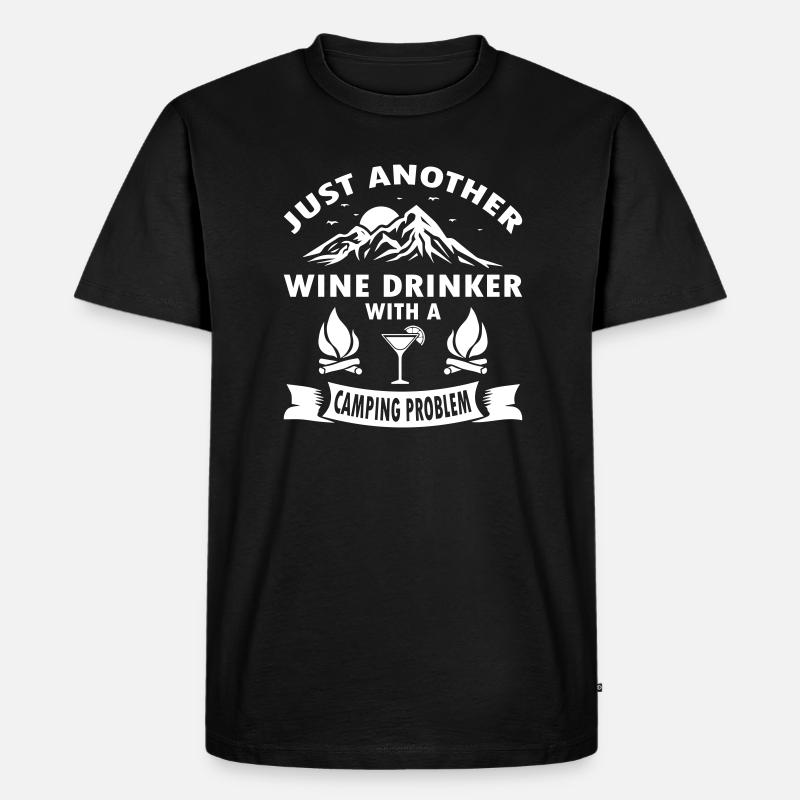 Wine Drinker With A Camping - Männer Premium Bio T-Shirt - Schwarz