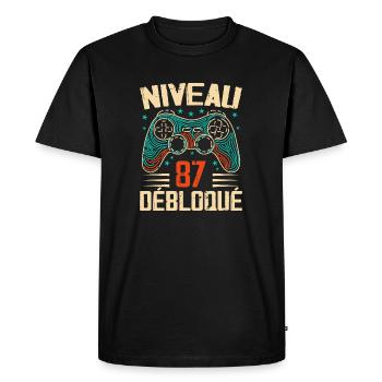 1937 cadeaux 87e Anniversaire, Aventure de 87 Ans - T-shirt Premium bio Homme - noir - Devant - Nico (187cm)