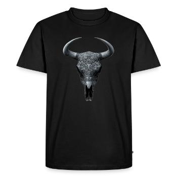 Bull Skull Moto Moto Métal Cowboy Western - T-shirt Premium bio Homme - noir - Devant - Nico (187cm)