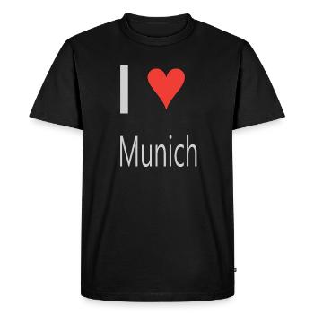 I love Munich Design heart grey lettering - Men's Premium Organic T-Shirt - black - Front - Nico (187cm)