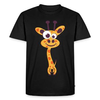 Giraffe Cartoon Jaune Sourire Unique - T-shirt Premium bio Homme - noir - Devant - Nico (187cm)
