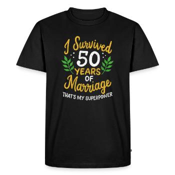 50e anniversaire de mariage a survécu à 50 ans - T-shirt Premium bio Homme - noir - Devant - Nico (187cm)