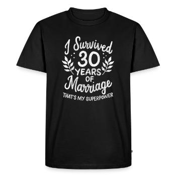 30th Wedding Anniversary Survived 30 Years Of - Men's Premium Organic T-Shirt - black - Front - Nico (187cm)