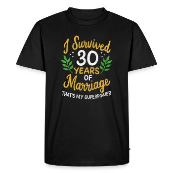 30th Wedding Anniversary Survived 30 Years Of - Men's Premium Organic T-Shirt - black - Front - Nico (187cm)