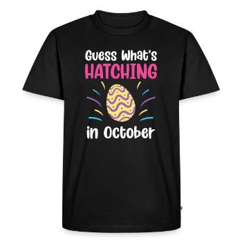 Devinez ce qui éclost en octobre Baby Surprise - T-shirt Premium bio Homme - noir - Devant - Nico (187cm)