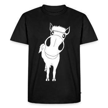 Gros plan sur un cheval blanc - T-shirt Premium bio Homme - noir - Devant - Nico (187cm)