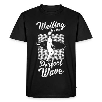 En attendant une vague parfaite - T-shirt Premium bio Homme - noir - Devant - Nico (187cm)