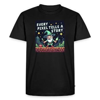 Every Pixel Tells a Story - Retro Gaming - Men's Premium Organic T-Shirt - black - Front - Nico (187cm)