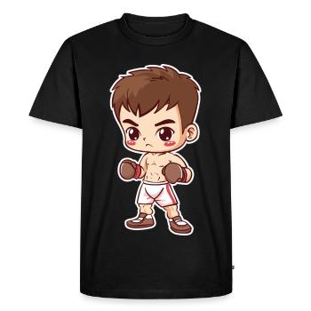 Kickboxer garçon style dessin animé - T-shirt Premium bio Homme - noir - Devant - Nico (187cm)