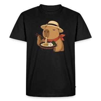 Capybara Ramen : Délice Japonais Kawaii - T-shirt Premium bio Homme - noir - Devant - Nico (187cm)