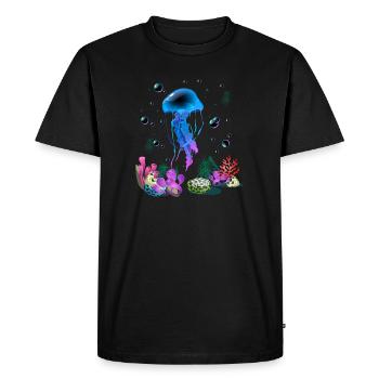 Vacances mer été animaux marins - T-shirt Premium bio Homme - noir - Devant - Nico (187cm)