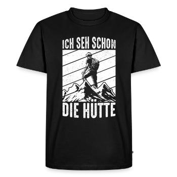 Je peux déjà voir la cabane, l’escalade, la nature, les montagnes, les murs - T-shirt Premium bio Homme - noir - Devant - Nico (187cm)