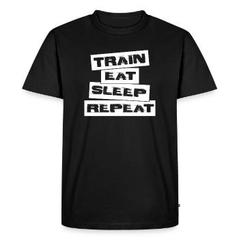 TRAIN EAT SLEEP REPEAT - Men's Premium Organic T-Shirt - black - Front - Nico (187cm)