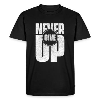 Never Give Up - Men's Premium Organic T-Shirt - black - Front - Nico (187cm)