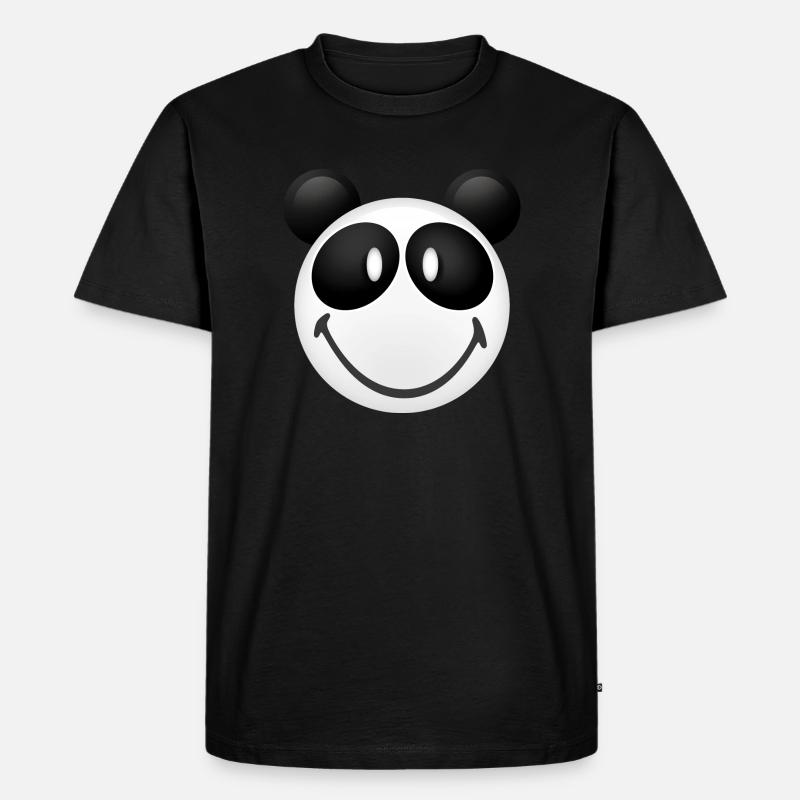 Smiley Panda - Männer Premium Bio T-Shirt - Schwarz