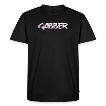 Techno Gabber Rave Hardstyle Trippy EDM Glitch - Men's Premium Organic T-Shirt - black - Front - Nico (187cm)