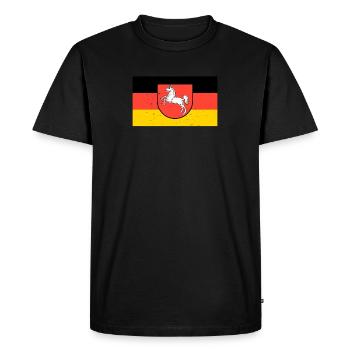Lower Saxony logo flag coat of arms flag gift - Men's Premium Organic T-Shirt - black - Front - Nico (187cm)