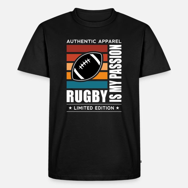 Rugby - Männer Premium Bio T-Shirt - Schwarz
