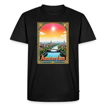 Amsterdam – Holland Cityscape Design - Men's Premium Organic T-Shirt - black - Front - Nico (187cm)
