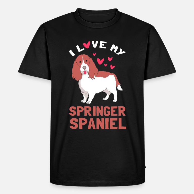 Springer Spaniel Hund - Männer Premium Bio T-Shirt - Schwarz