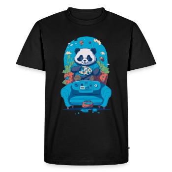 Gamer Panda avec illustration de manette de jeu - T-shirt Premium bio Homme - noir - Devant - Nico (187cm)