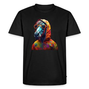 Cheval avec lunettes de soleil Chevaux cool colorés - T-shirt Premium bio Homme - noir - Devant - Nico (187cm)