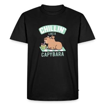 Drôle de Chillin Comme Un Capybara - T-shirt Premium bio Homme - noir - Devant - Nico (187cm)