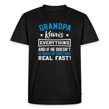Grand-père sait tout très vite - T-shirt Premium bio Homme - noir - Devant - Nico (187cm)