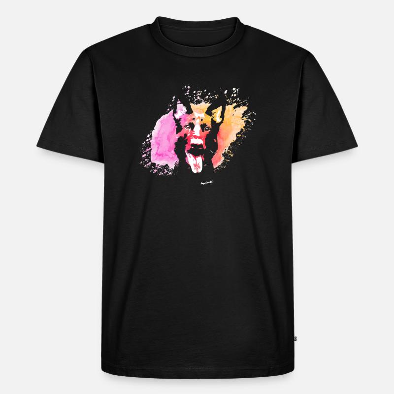 Schäferhund Farbklecks - Männer Premium Bio T-Shirt - Schwarz