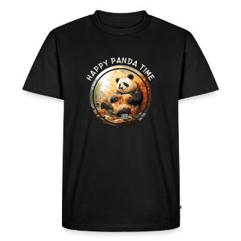happy panda time - Men's Premium Organic T-Shirt - black - Front - Nico (187cm)