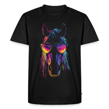 Cheval arc-en-ciel super cool avec lunettes de soleil - T-shirt Premium bio Homme - noir - Devant - Nico (187cm)