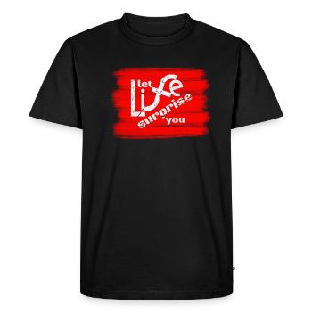 Laissez la vie vous surprendre! Super Spruch - super Design - T-shirt Premium bio Homme - noir - Devant - Nico (187cm)